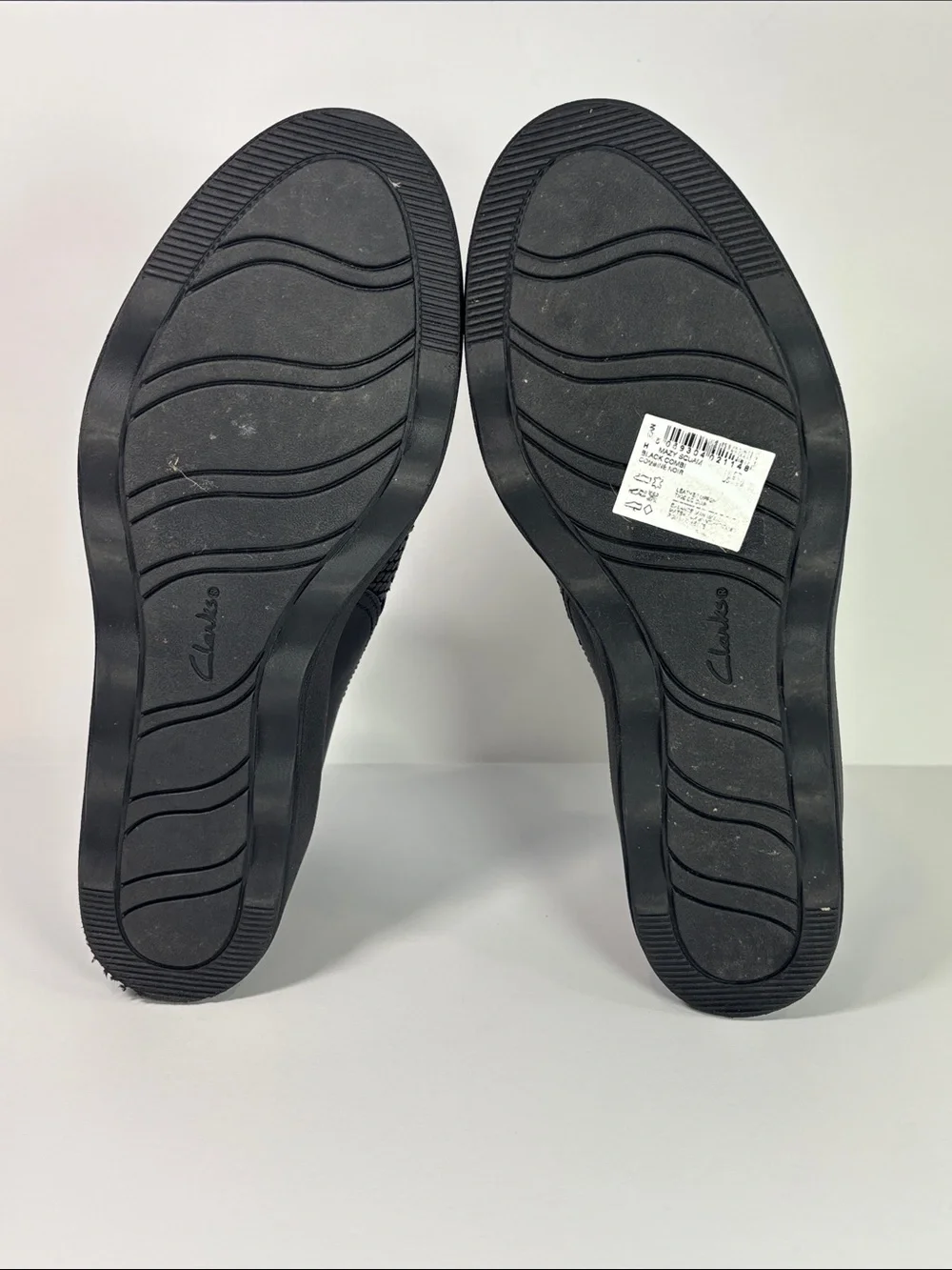 Clarks Collection Mazy Squam Black Slip On Wedge Shoes - size 7.5